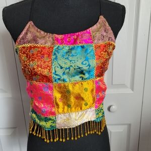Colorful Crop Halter Top